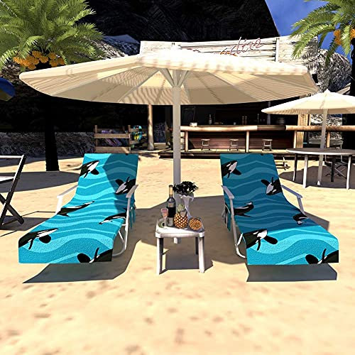 KiKiYe Quick Dry Towel Covers For Hotel Holiday Beach Towel Chair Covers Pool Lounges Chair Covers Towel With Pockets Beach Towel Covers For Chaise Lounges Chairs Green Leaves