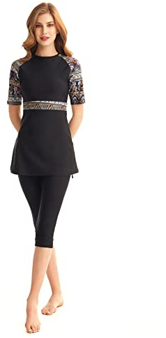 BlueSnow Rash Guard Beachwear Bescheidene Bademode für Damen Kurzarm-Badeanzug Burkini-Modest-Kostüm Übergröße