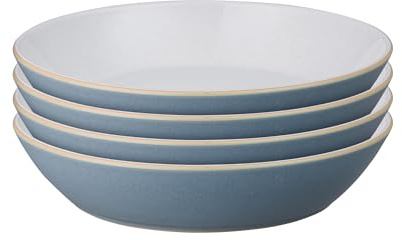 Denby - Impression Blue Pasta Bowls Set of 4 - Dishwasher Microwave Safe Crockery - Ceramic Stoneware Tableware