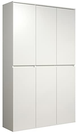 trendteam smart living - Nevada - Mehrzweckschrank - Weiß - Schrank mit 6 Türen, 12 Einlegeböden und 1 Kleiderstange - (BxHxT) 111 x 191 x 34 cm - grifflose Türen