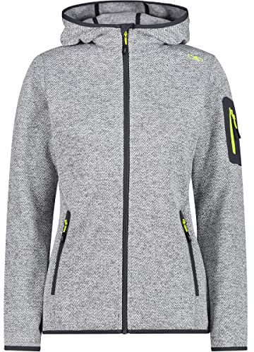 CMP - Giacca in Knit-Tech da Donna con Cappuccio Fisso, Grey-Limone, 40