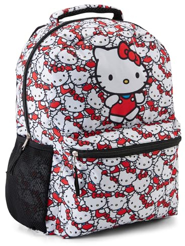 Fast Forward Hello Kitty Allover Schulrucksack - Hello Kitty, My Melody, Kuromi, Keroppi - Offiziell lizenzierte Schultasche (weiß), Weiss/opulenter Garten, Einheitsgröße, Japanisch
