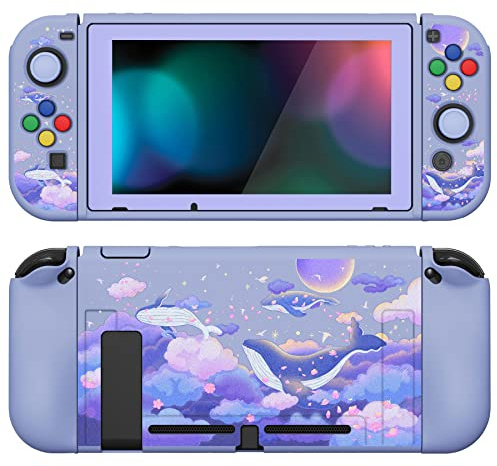 playvital Coque pour Switch Protection-Baleine en Rêve | Joycon Cover avec Capuchon pour Nintendo Switch et Protecteur d'Écran & ZealProtect Boutons