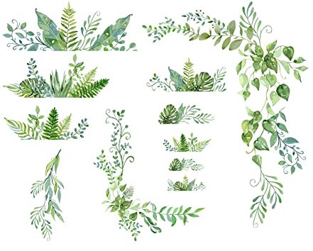 SUPERDANT Green Plants Wall Stickers Tropical Leaf Wall Decals Hanging Vines Peel and Stick Nursery Vinyl Art for Living Room Bedroom Balcony Corridor Window TV Florist