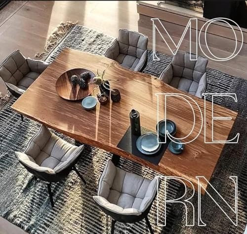 designs4yourhome Esstisch 220x70cm, echte Baumkante, massiver Holztisch aus Nussbaum, Schwarze Metallbeine, Baumkantentisch, Esstisch für bis zu 6 Personen Esstisch Madrid (Nussbaum+Kufen, 240x80)