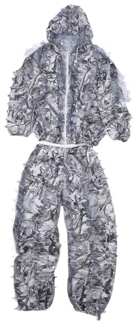 Leapiture Neige 3D Feuille Costume Neige Ghillie Costume Chasse Ghillie Costume Hiver Ghillie Costume Camo Ghillie Costume Neige Camouflage Costume Chasse Ghillie Costume pour la Neige