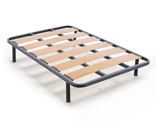 HOGAR24 ES | Somier Lama Ancha de Tubo Acerado 40x30 mm | Lamas de Madera Vaporizada | Incluye Juego de Patas de 25 cm | Medidas: 150x190 cm