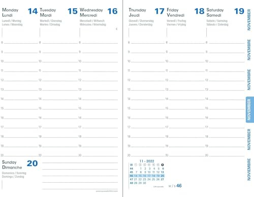Quo Vadis - 1 Nachfüllpack für Business-Wochenkalender, mehrsprachig – Buchbindung – Dezember 2023 bis Dezember 2024 – Format 10 x 15 cm