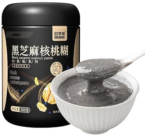 Walnut Black sesame powder (350g/500g) Black bean Black sesame walnut replacement porridge,healthy and nutritious breakfast, delicious snack gifts (500g,1can)