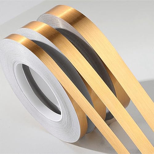 TITKBOW 50m Zierstreifen, Linie Randaufkleber Selbstklebend, Wasserfestes Keramikfliesen Glänzend Dekorstreifen, Bodenband Dichtband für Fliesen und Nähte Klebestreifen (20mm, Gold)
