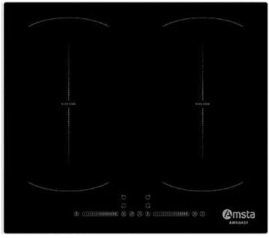 AMSTA Placa de Inducción de 60 cm, 4 Fuegos, 2 Zonas Flexibles, 7400W, Función Booster y Temporizador, Control Táctil