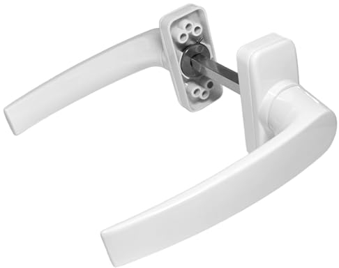 Sivenci Set di maniglie per porte in alluminio | Set di Maniglie con Rosetta | Quadretto da 8 mm | Manovella reversibile | Laccato Bianco