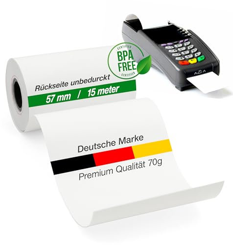 spar-home® 50x Kassenrollen 57mm x 15 meter - Thermorollen für Thermo Kasse Bondrucker Kasserollen EC-Cash Rollen Thermopapier Bonrollen für EPOS-Drucker Rechner Kassenbondrucker