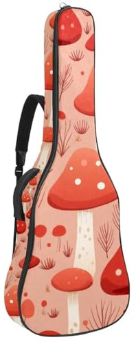 Universal Gitarrentasche, wasserdichte Gigbag für 40/41/42 Zoll Akustikgitarre mit mehreren Taschen und Schutzschicht, Rot Pilz Muster, mehrfarbig, 42.9x16.9x4.7 in, Gitarrentasche