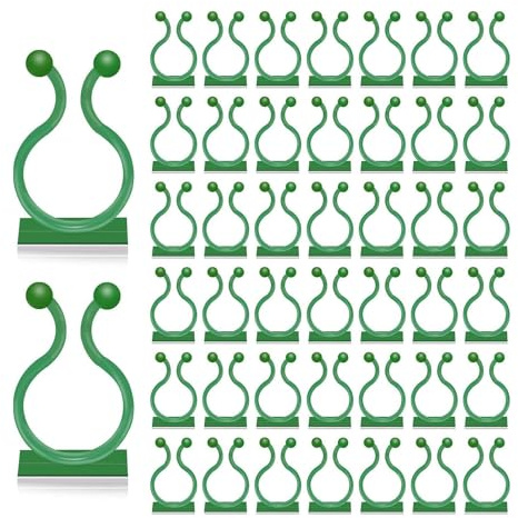 100 Pièces Clips Plantes Auto Adhésifs, Crochet Fixateur Murale Vigne Vert, Clip de Support pour Plantes Grimpantes, Mur Vigne Invisible Fixateur Mural Support pour Jardin Vignes Organisation