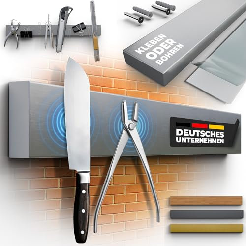Magnetleiste [Kleben o. Bohren] – Selbstklebend | Magnettafel für Messer, Werkzeuge & mehr | Magnet-Pinnwand, Magnetboard, Magnetstreifen, magnetische Wand-Tafel | Edelstahl, Bambus | G-Wister
