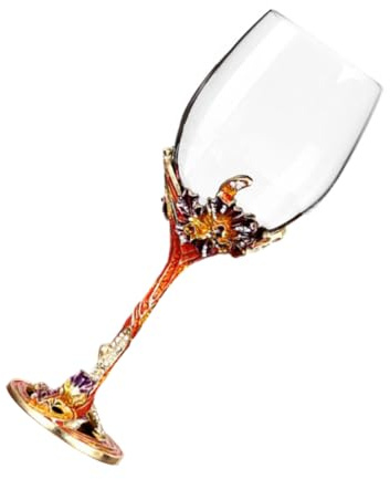 VINTORKY Copa 350ml de Vino Esmaltada de Cristal para Boda y Bar | Diseño Delicado, Boca Ancha y Suave, Fácil de Limpiar, Estilo Esmaltado, Vidrio y Cristal