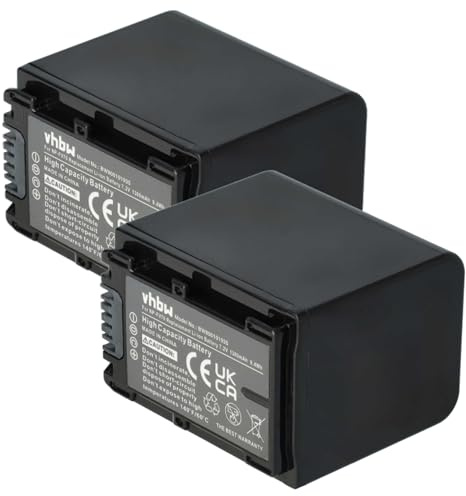 vhbw 2X Batterie Compatible avec Sony HDR-PJ50E, HDR-PJ50VE, HDR-PJ530E caméra vidéo caméscope (1300mAh, 7,2V, Li-ION) avec Puce d'information