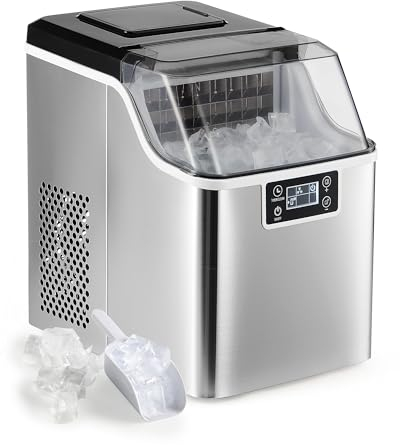 CO-Z Machine à Glaçons 22kg en 24H, 24 Glaçons en 11-20 Minutes, Ice Maker 160W Réservoir d’Eau 3,2L Fonction Auto-Nettoyage, avec Pelle et Panier à Glaçons, Portable pour Maison Bureau Bar Restaurant