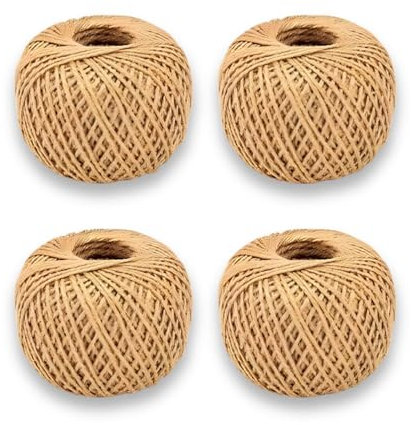 Pack of 4, Brown Cotton Twine String Balls for Arts & Crafts, Floristry, Kitchen, 48 m,