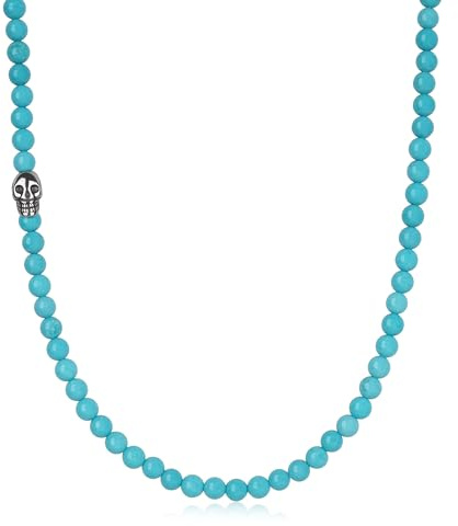 GAVU Collier Perle Homme, Collier Tête de Mort Homme, 50cm/60cm