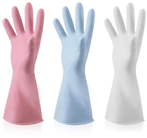 SSKHE Reusable Cleaning Gloves 3 Pairs Reusable Scented Household Gloves Washing Up Gloves Cleaning Gloves Non-Slip Waterproof Gloves for Kitchen Waterproof Household Gloves for Laundry Gardening