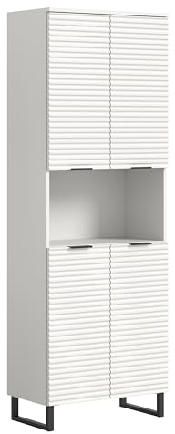 xonox.home - Hochschrank Riff 70x193x34 cm in weiß - Badset Badezimmerkombination Badmöbel - stilvolles Ambiente funktional schöner Blickfang zeitloses Design einfache Montage