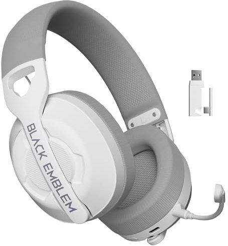 Black Emblem X2 Cuffia Gaming Senza Fili 2.4ghz - 3 Modalità Di Connessione Per Pc, Ps5, Ps4 Con Audio Senza Perdite Tramite Usb - Cuffia Con Microfono Rimovibile Per Iphone 16, Telefoni Android