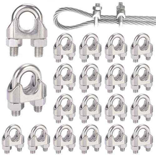Forbabe Drahtseilklemme 6mm, 20 Stück M6 Edelstahl Buegelklemme | U Bolzen Seilklemmen für Drahtseilkabel Ø 6 mm (6mm)
