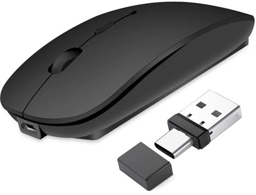 Qxvnm Mouse wireless Bluetooth 5.2 e 3.0 + ricevitore USB e USB-C 2,4 GHz, mouse ricaricabile per MacBook Pro/Air/iPad/laptop/Chromebook/computer/tablet Android, compatibile con dispositivi con porta