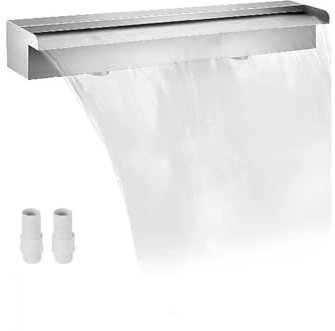 Kit Fontana Fontana per piscina a cascata in acciaio inox con connettore per tubo, canale di scarico, giardino, laghetto, fontana per piscina rettangolare Fontana Da Esterno Solare(SW600)