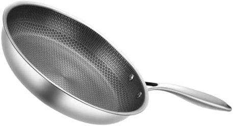 FUNNETOYU Padella e Spesso in Acciaio Inossidabile Antiaderente per Induzione Resistente All'abrasione Struttura a Nido D'ape per Friggere e Uova in Cucina