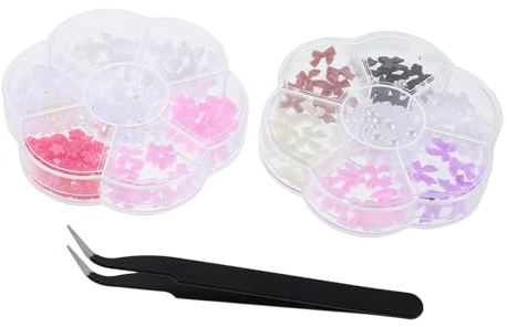 HAPINARY 2-Askars Set Med Nageltillbehör Nageltillbehör För Nageltekniker Nageldekorationer Rosett För Naglar Rosetter För Naglar Rosettnagelberlocker Nagelverktyg Små Rosetter För