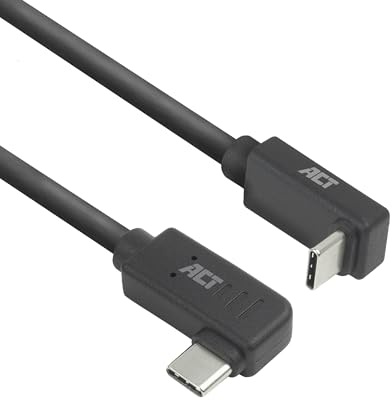 ACT USB C da 2 m, PD 60 W Connettore angolato 90 gradi, sinistra/destra verso l'alto/verso il basso, velocità dati 10 Gbps, risoluzione video 4K@60Hz Cavo video USB Type C, cavodati, di ricarica