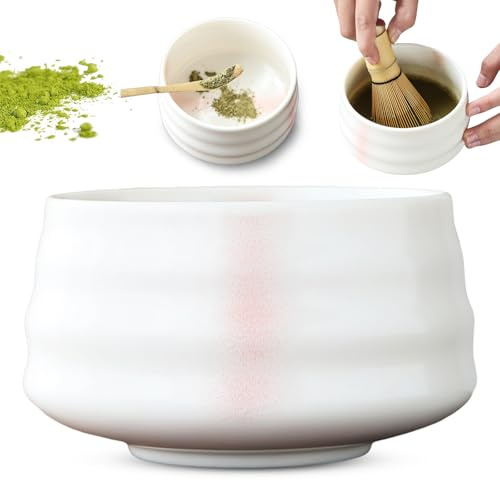 PRITOK Bol à matcha en céramique : 580 ml Bol à matcha traditionnel japonais en céramique pour salon de thé Cuisine Matcha Latte ami de famille, 12,7 x 7 cm