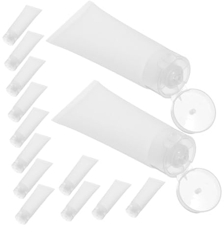 Mipcase 50 Piezas Unidades Tubos Rellenable Botellas Viaje Plástico Transparente con Tapa Abatible para Loción Crema Pasta de Dientes y Limpiador Portátil Spillproof