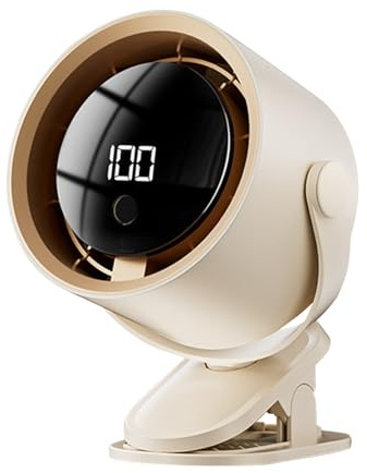 Generico Ventilador de clip para cochecito, pantalla LED 100 velocidades recargable USB con clip – Coche interior para actividades al aire libre, oficinas domésticas, camping, viajes largos