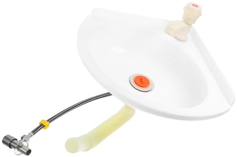 Toddmomy Wandmontiertes Waschbecken Kunststoff Eckwaschbecken Kleines Dreieckiges Fächerdesign Inkl Abflussrohr Und Armatur Für Badezimmer Wc Büro Hotel