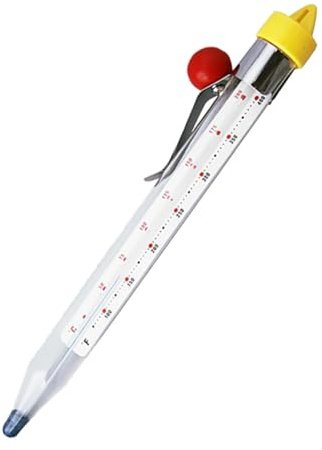 LALADEFIEE Termometro da Cucina per Zucchero Caldi con Tubo in Vetro Rinforzato e Clip Termometro Alimentare per Dolci Bevande e Frittura