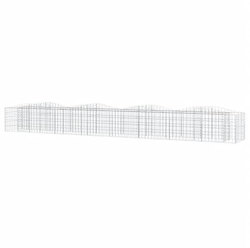 Gabion plate-bande surélevée avec arc, 400 x 50 x 50 cm, en fer galvanisé, durable et résistant aux intempéries, idéal pour la culture de légumes et l'aménagement du jardin