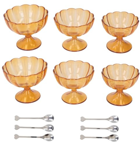 Tissting Lot de 2 coupes à crème glacée en acier inoxydable transparent pour desserts, sundae, salade, cocktails, condiments (jaune, grand, moyen et petit)