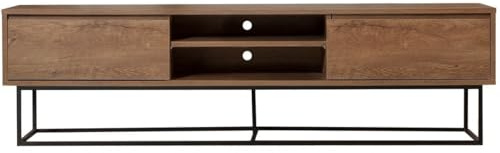 HOMIFAB Meuble TV 2 tiroirs 2 niches Effet Noyer 180 cm - Nerio