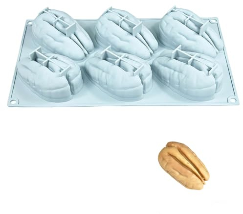 Stampo in Silicone per Noci Pecan 6 Cavità - 30 cm Stampo per Dolci Alimentare Antiaderente per Cottura al Forno, Mousse, Gelatina e Torta | Senza BPA Flessibile per Forno, Congelatore | Forma Unica