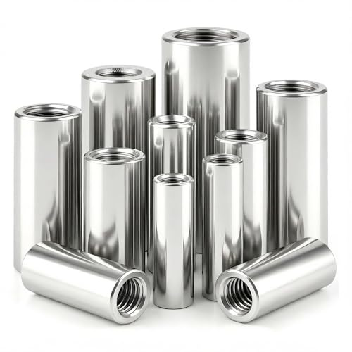 WENXINWIN Lot de 6 manchons filetés ronds - M12 x 50 x 16 mm - En acier inoxydable 304 V2A - Avec filetage intérieur - Écrou long - Écrou de connexion - Écrou d'embrayage - Manchons d'espacement pour