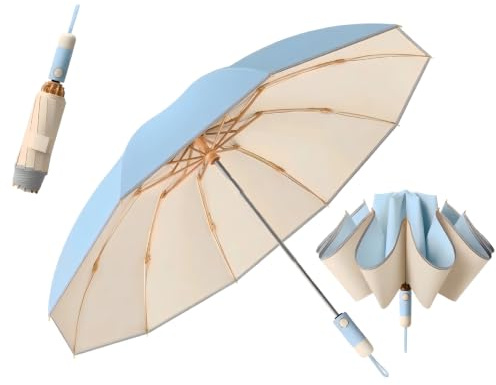Sun Protection UV Windproof Strong Automatic Folding Travel Umbrellas Large