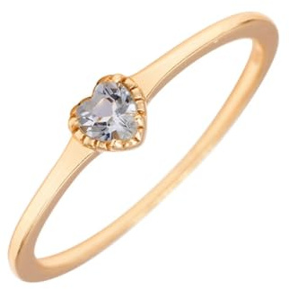 Solitärring Gelbgold 9K/14K/18K mit Herz Hellblau Aquamarin, Herz Solitär