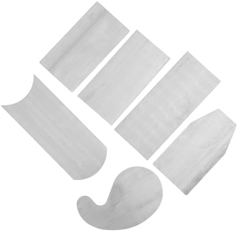 INOOMP 6 Pezzi Raschietto in Acciaio al Manganese per Lavorazione del Legno Alta Durezza e Multiforme, Strumento di Levigatura e Lucidatura per Restauro Mobili e Intaglio Artistico