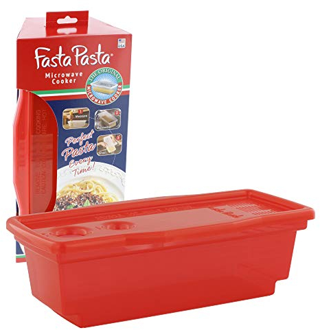 Fasta Pasta Microwave Pasta Cooker - The Original (red) - No Mess, Sticking Or W