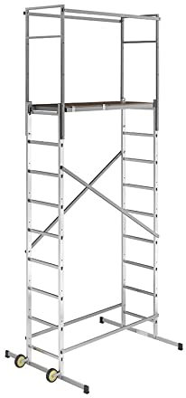 Echafaudage roulant d'escalier intérieur et extérieur 2,5m/4,5m en aluminium Hailo HobbyStep H5
