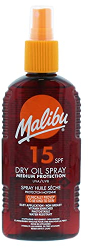 Malibu Suntan Dry Oil Spray Very Water Resistant SPF 15 Medium Protection